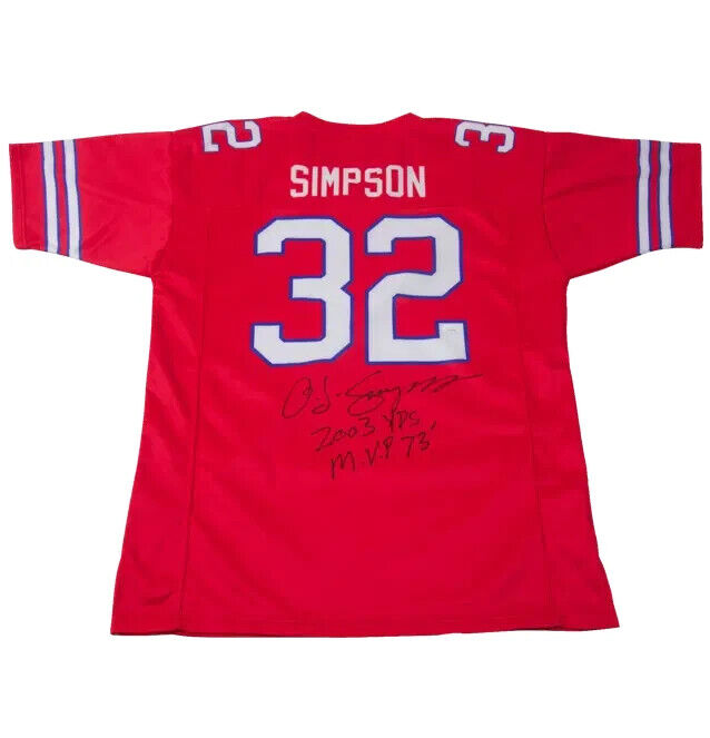 OJ Simpson Signed Buffalo Bills Football Jersey Inscribed 2003 Yds MVP with JSA